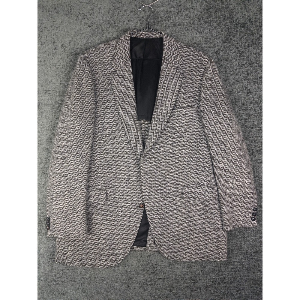 VTG Stafford Harris Tweed Wool Blazer Mens 46R Single Breasted Business Career